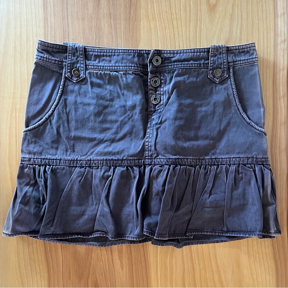 Mango Dusty Mauve Mini Skirt, Tiered Jeans Skirt, Size 38/ 6